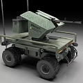 Green Unmanned Utility Vehicle With Four Wheels BARRETT Logo And Top Mounted System