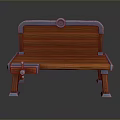Wooden Bench With Metal Accents Sturdy Backrest And Stylish Leg Design