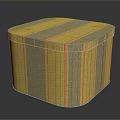Striped Yellow And Gray Fabric Storage Box For Home Organization