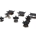Traditional Chinese Style Pavilion Models Featuring Decorative Roofs And Various Architectural Designs