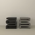 Modern Black and Gray Side Tables with Layered Stacked Structure for Living Room