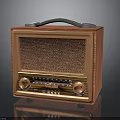 Vintage Wooden Radio With Portable Handle Classic Design And Tuning Knobs