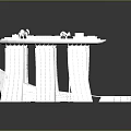 White Architectural Model of Three Tall Towers With Sky Deck Figures and Reflection