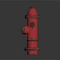 Isolated Red Fire Hydrant On Gray Background With Metallic Details