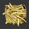 Crispy French Fries Served in Red and White Striped Paper Container