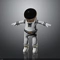 White Astronaut Suit Equipment With Black Helmet And Gold Accents Design