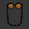 Stylish Daily Living Essential Goggles With Black Frame Orange Lenses And Chain Accessory