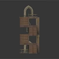 Multi Level Architectural Building Structure With Wooden Stairs Arch Design And Platforms 3d model