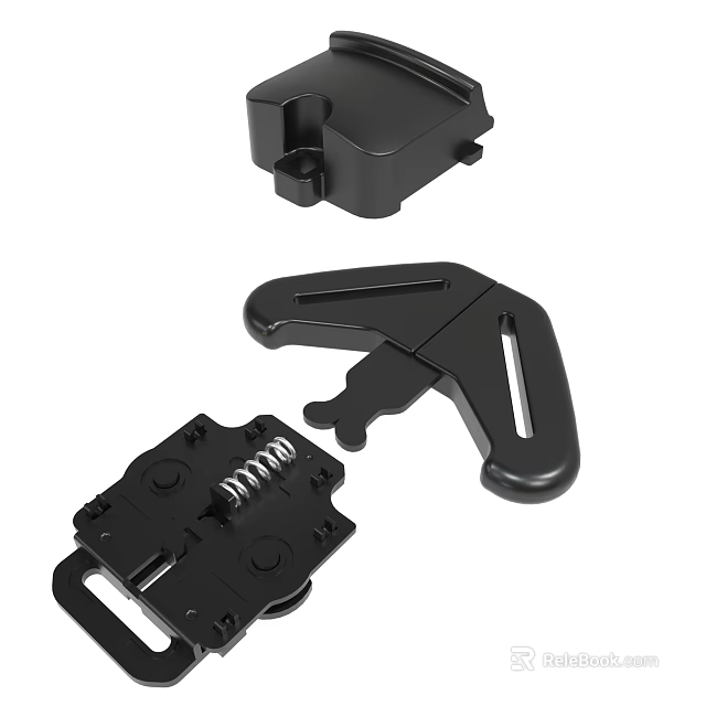 Black Mechanical Components With Spring Clip And Hardware Parts 3d model