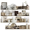 Stylish Tableware Set Including Plates Cups Teapot And Glassware On Display Shelves
