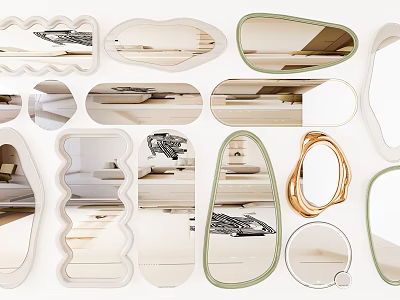 Different Shaped Decorative Mirrors For Modern Home Interior Design 3d model