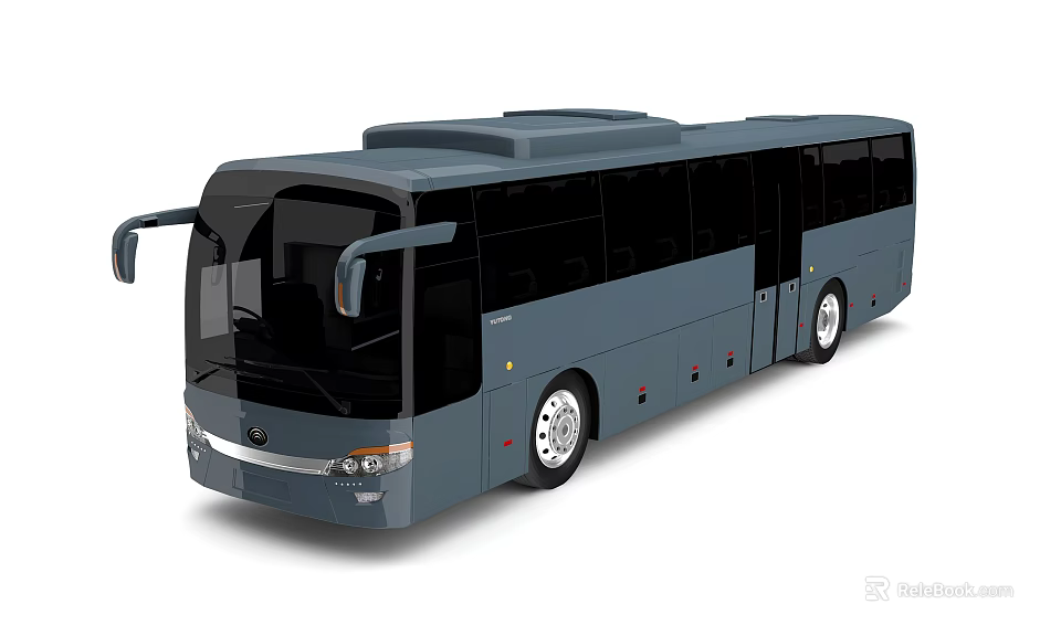 Modern Coach Bus With Sleek Gray Exterior And Black Tinted Windows 3d model 