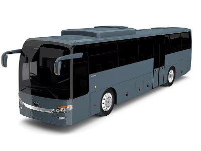 Modern Coach Bus With Sleek Gray Exterior And Black Tinted Windows 3d model