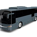 Modern Coach Bus With Sleek Gray Exterior And Black Tinted Windows