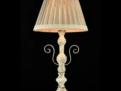 Elegant Table Lamp With Pleated Fabric Lampshade And Curved Metal Base 3d model