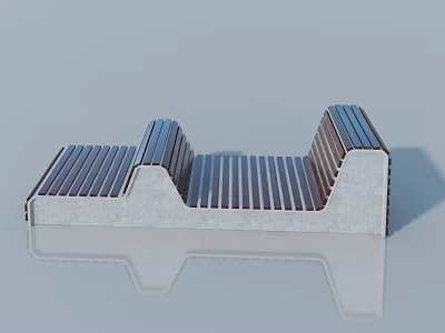 Durable Hinged Door Structure With Horizontal Metal Slats And Concrete Base 3d model