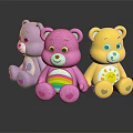 Colorful Stuffed Toy Bears For Kids With Rainbow Sun And Heart Patterns