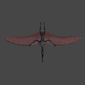Dark Colored 3D Pterosaur Model With Spread Wings And Shadow
