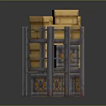 Rustic Wooden Storage Shelves With Stacked Crates Drawers And Compartments