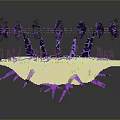 Futuristic Abstract Purple Crystal Structure With Yellow Base And Spiky Appendages