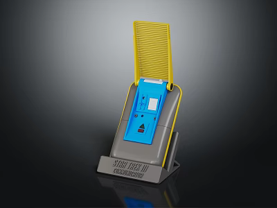 Foot Operated Sanitizer Equipment With Blue Panel Yellow Stand And Gray Base 3d model