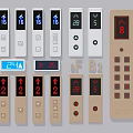Various Elevator Control Panels Featuring Digital Displays And Floor Number Buttons