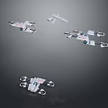 White Drone Models With Red And Blue Logos Displayed From Different Angles 3d model