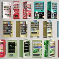 Commercial Beverage Vending Machines Featuring Various Brands Colors And Designs