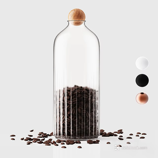 Glass Bottle Filled With Coffee Beans And Spilled Beans 3d model 