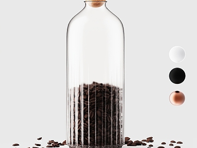 Coffee Bean Sealed Jar Glass Bottle 3d model