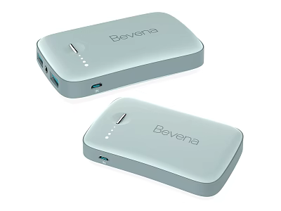 Two Bevenra Light Blue Power Banks Portable Charging Devices for Mobile Phones 3d model