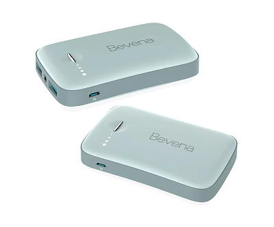 Two Bevenra Light Blue Power Banks Portable Charging Devices for Mobile Phones 3d model