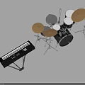 Premium Musical Instruments and Art Supplies with Complete Drum Set and Electronic Keyboard Setup 3d model