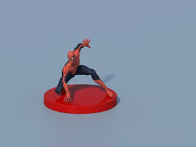 Spider Man Action Figure In Stretching Pose On Red Base For Game And Movie Fans 3d model