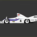 White Racing Car Model With Blue Red Stripes Number 4 And Shell Logo