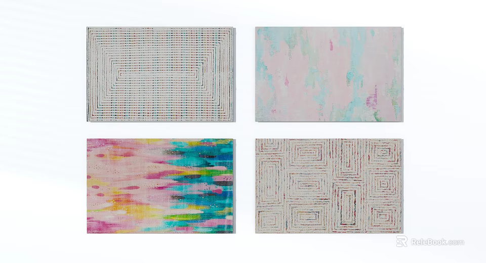 Square Rugs With Various Patterns And Colorful Designs For Home Decor 3d model