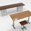 Wooden Office Tables With Drawers And Adjustable Height Design Including Matching Stool