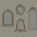 Golden Decorative Mirrors With Ornate Frames Various Designs For Elegant Home Decor 3d model
