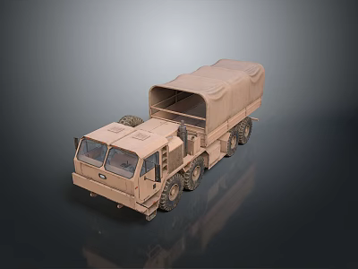 Sand Colored Military Truck With Canvas Cover And Multi Wheel Heavy Duty Design 3d model