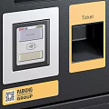 Public Parking Payment Machine With Black And Yellow Design And P Sign