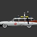 Vintage White Vehicle With Roof Mounted Red Blue Lights Yellow Buoys And Side Logo