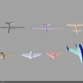 Smart Machines Featuring Colorful Airplane Models With Various Shapes And Designs On Gray Background 3d model