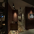 Cozy Restaurant Interior With Wooden Furniture Bohemian Carpet And Hanging Lamps