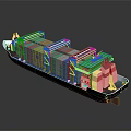 3D Rendering Of A Container Ship Loaded With Colorful Containers