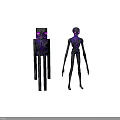 Two Eerie Skeleton Creatures With Purple Glowing Eyes And Wooden Texture