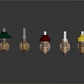 Modern Decorative Pendant Lights With Green Red Yellow Shades And Copper Bases