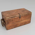 Vintage Wooden Chest With Metal Lock Rope Handle And Distressed Finish