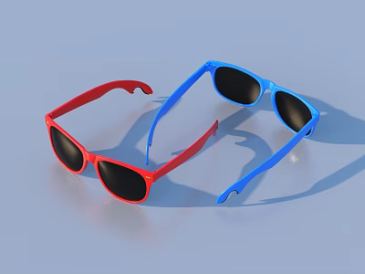 Stylish Red And Blue Sunglasses With Casual Design For Daily Wear And Outdoor Activities 3d model