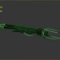 Modern Hi tech Weapon Design With Metallic Black Silver Grip And Forked Front Structure 3d model