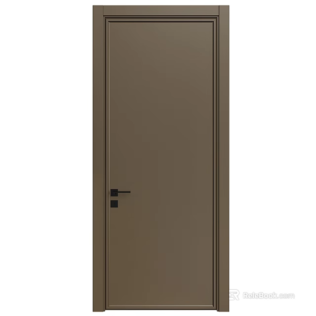 Modern Brown Hinged Door With Sleek Design And Black Handle For Home Interior 3d model 